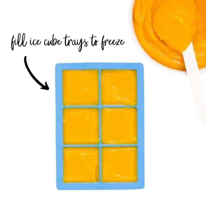 Butternut Squash in Ice Cube Tray for Freezing