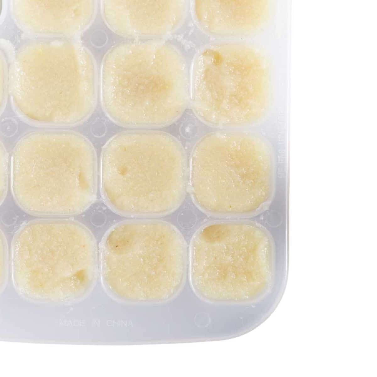 Pear Puree in Ice Cube Tray