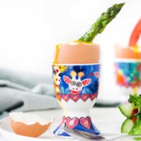 Asparagus Spear Dipped into Egg in Egg Cup