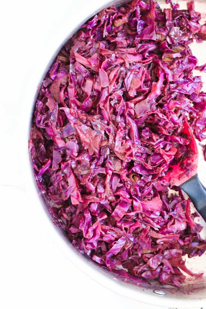 Cooked Red Cabbage and Apple in Pan