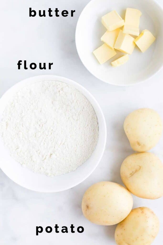 Flat lay of Ingredients Needed to Make Potato Scones