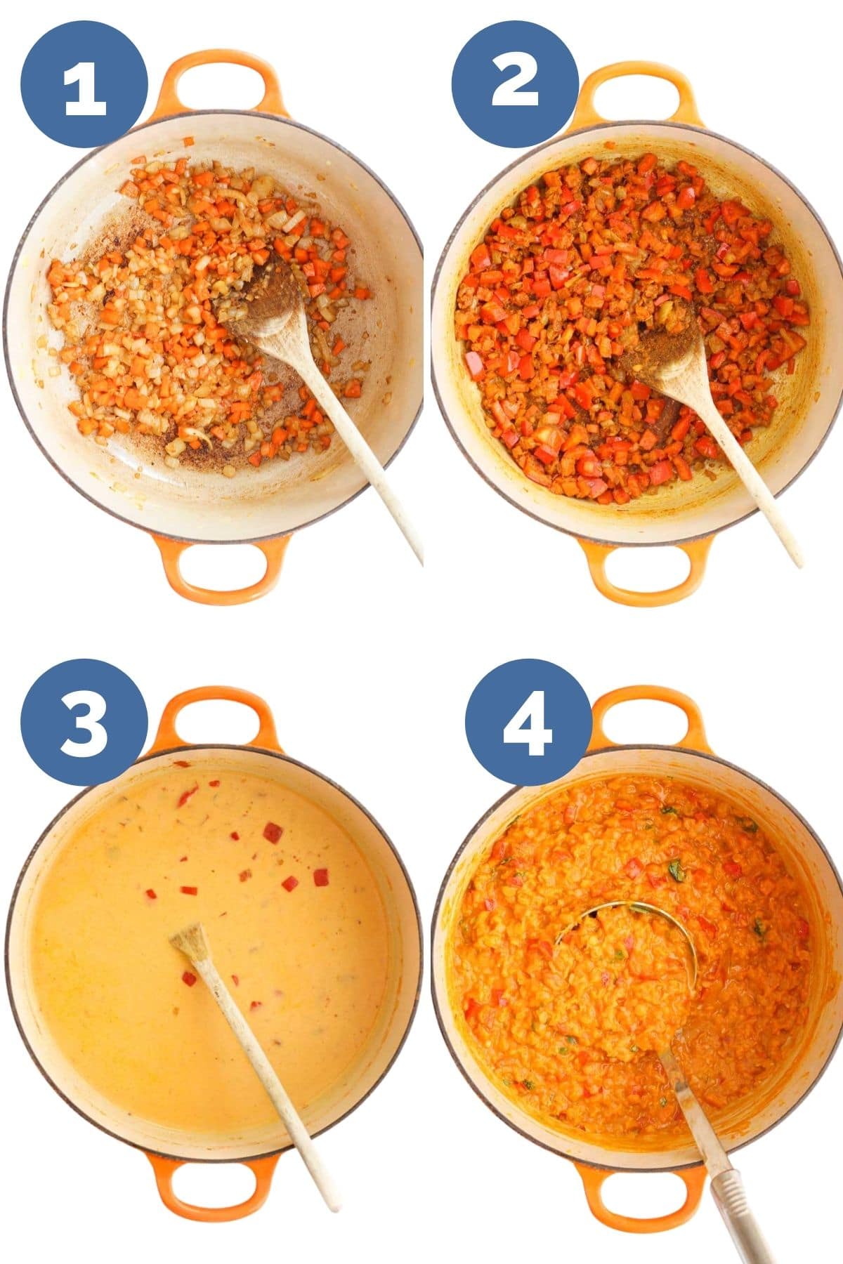Collage of 4 Images Showing How to Make Lentil curry