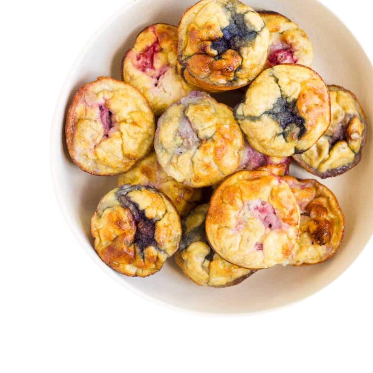 Fruity Egg Muffins in White Bowl. 
