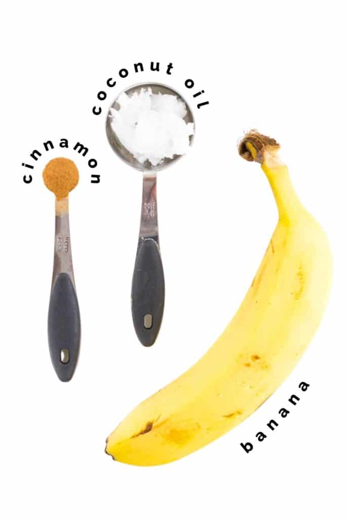 Flat Lay of Ingredients Needed to Make Pan Fried Cinnamon Bananas