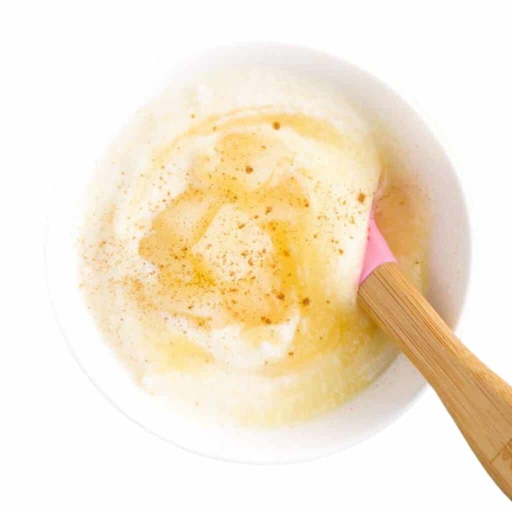 Apple Yogurt in White Bowl