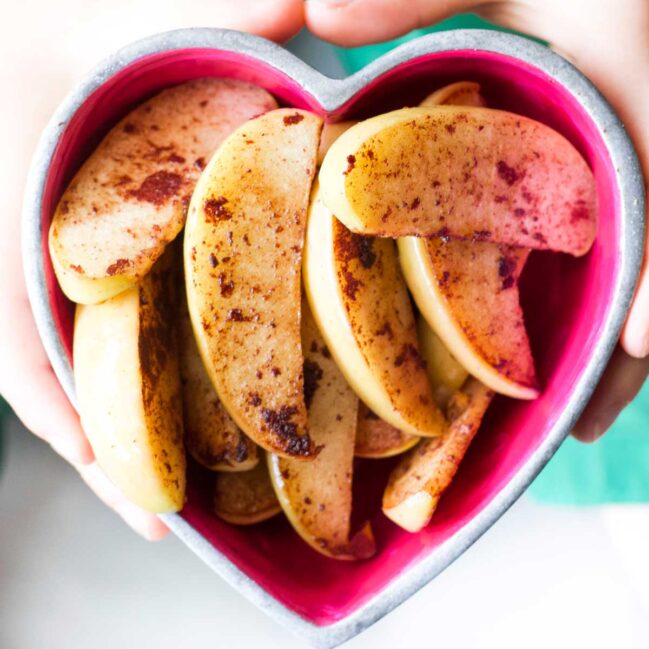 Cinnamon Apple Wedges in Heart Shaped Bowl
