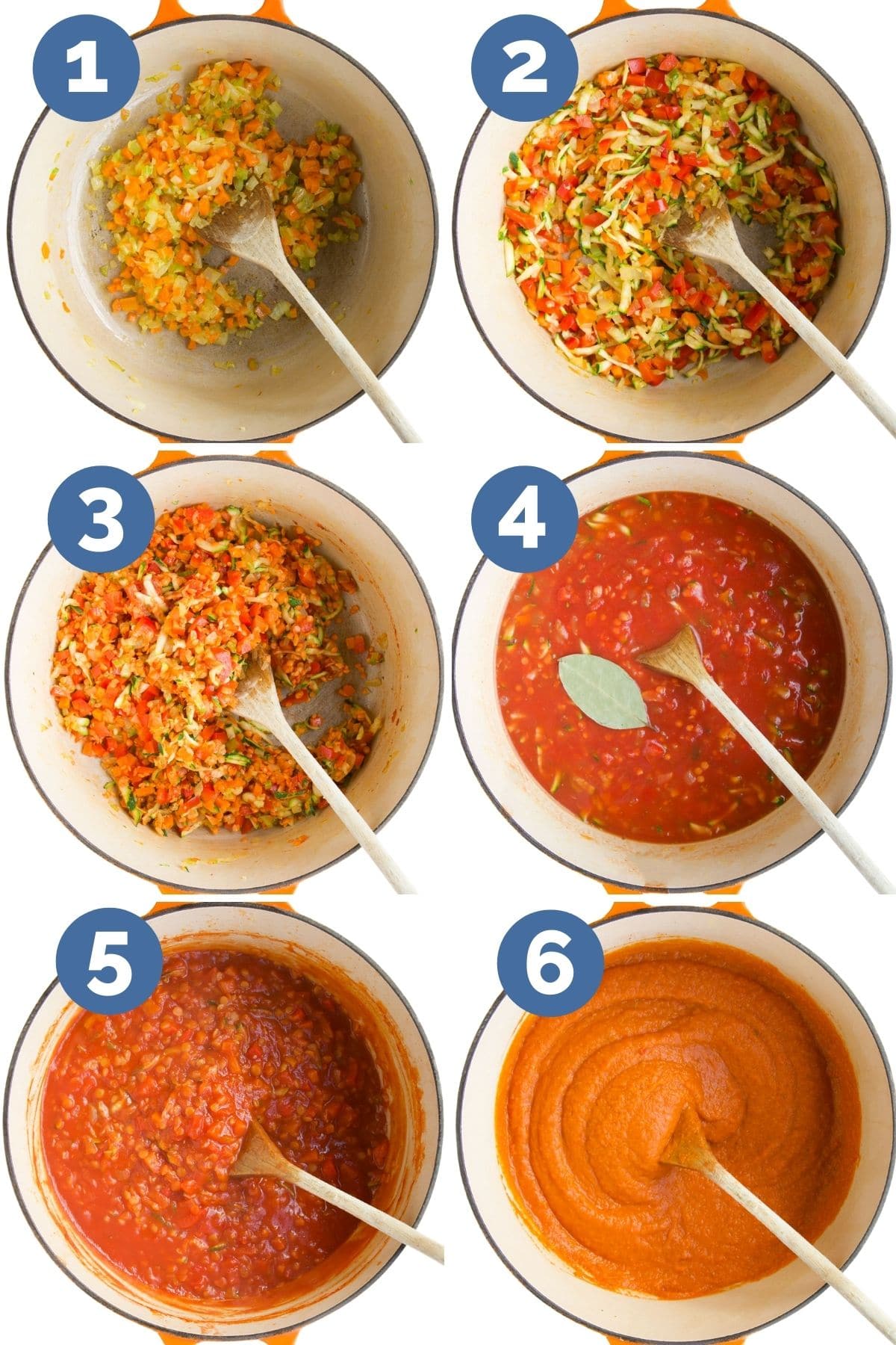 Collage of 6 Images Showing How to Make Baby Pasta Sauce