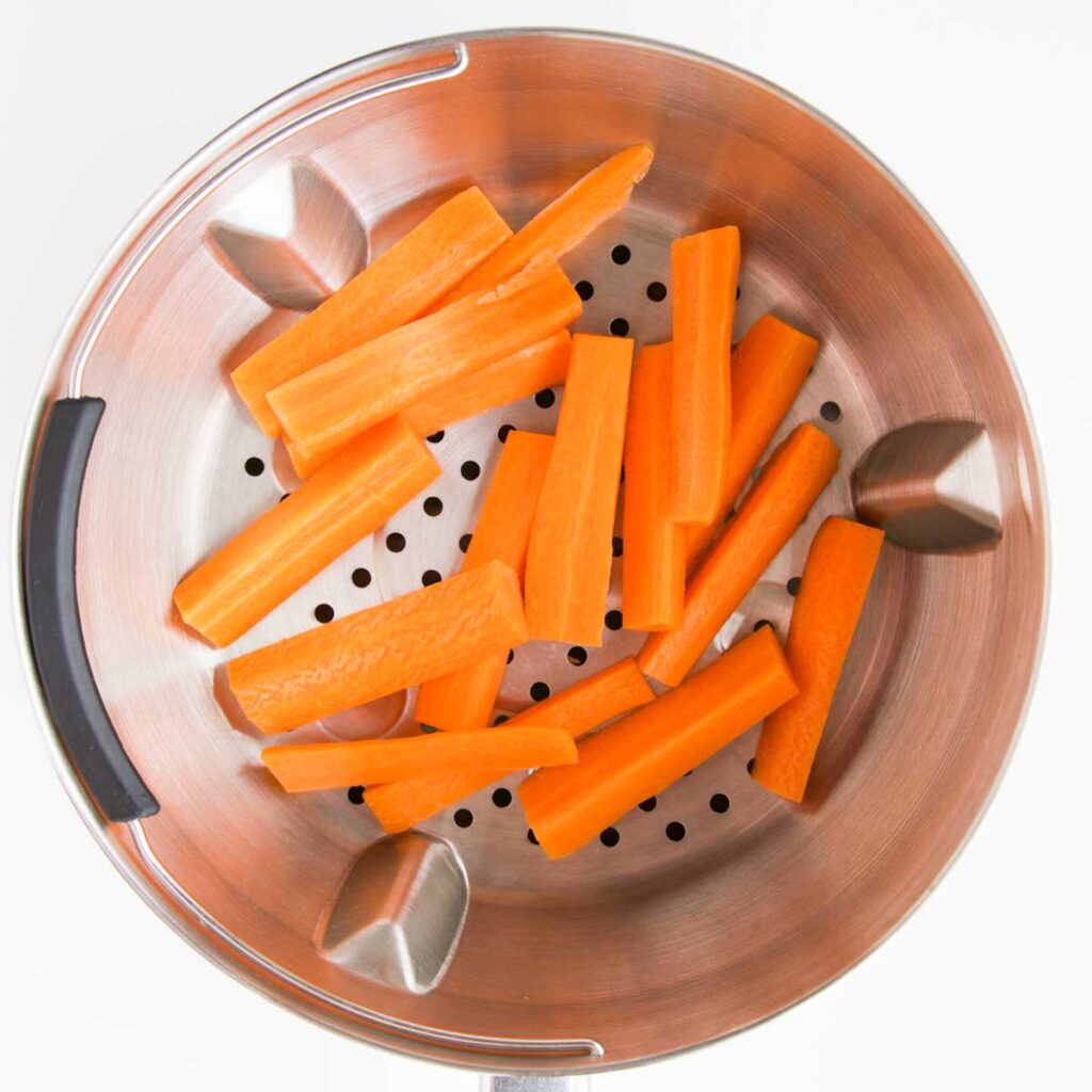 Carrot Sticks in Steamer Basket
