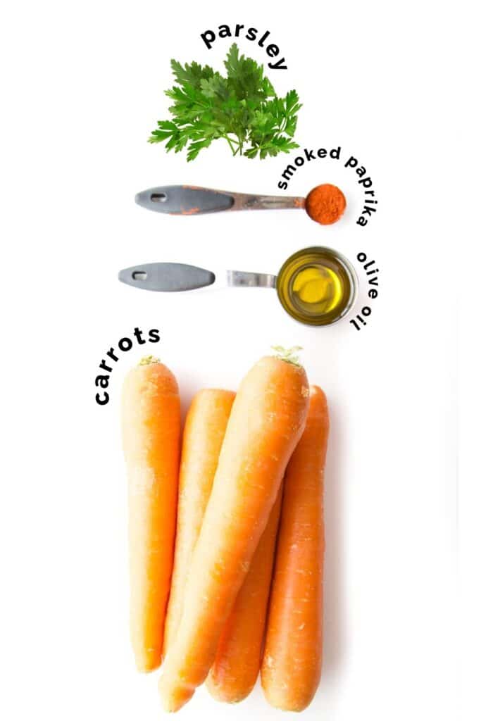 Flat lay of Ingredients Needed to Make Air Fryer Carrots