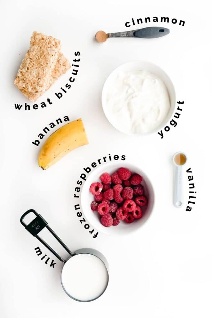 Flat Lay of Ingredients Needed to Make Overnight Weetbix