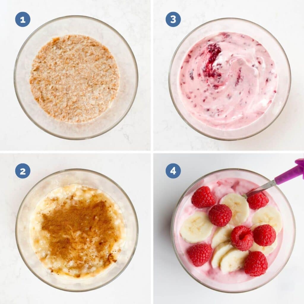 Collage of 4 Images Showing How to Make Overnight Weetbix