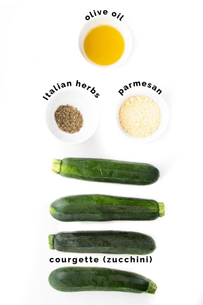 Flat Lay of Ingredients Needed to Make Roasted Courgette