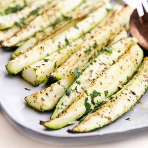 Roasted Courgettes on Serving plate
