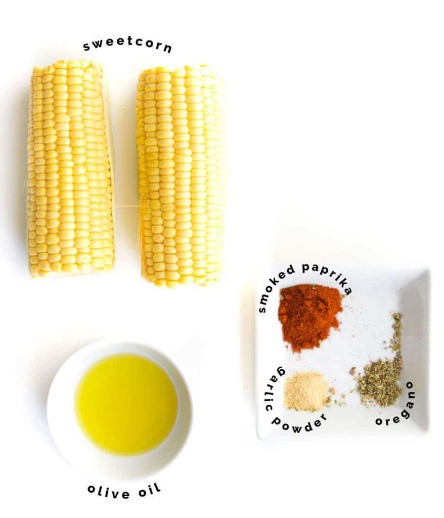 Flat Lay of Ingredients Needed to Make Corn Ribs