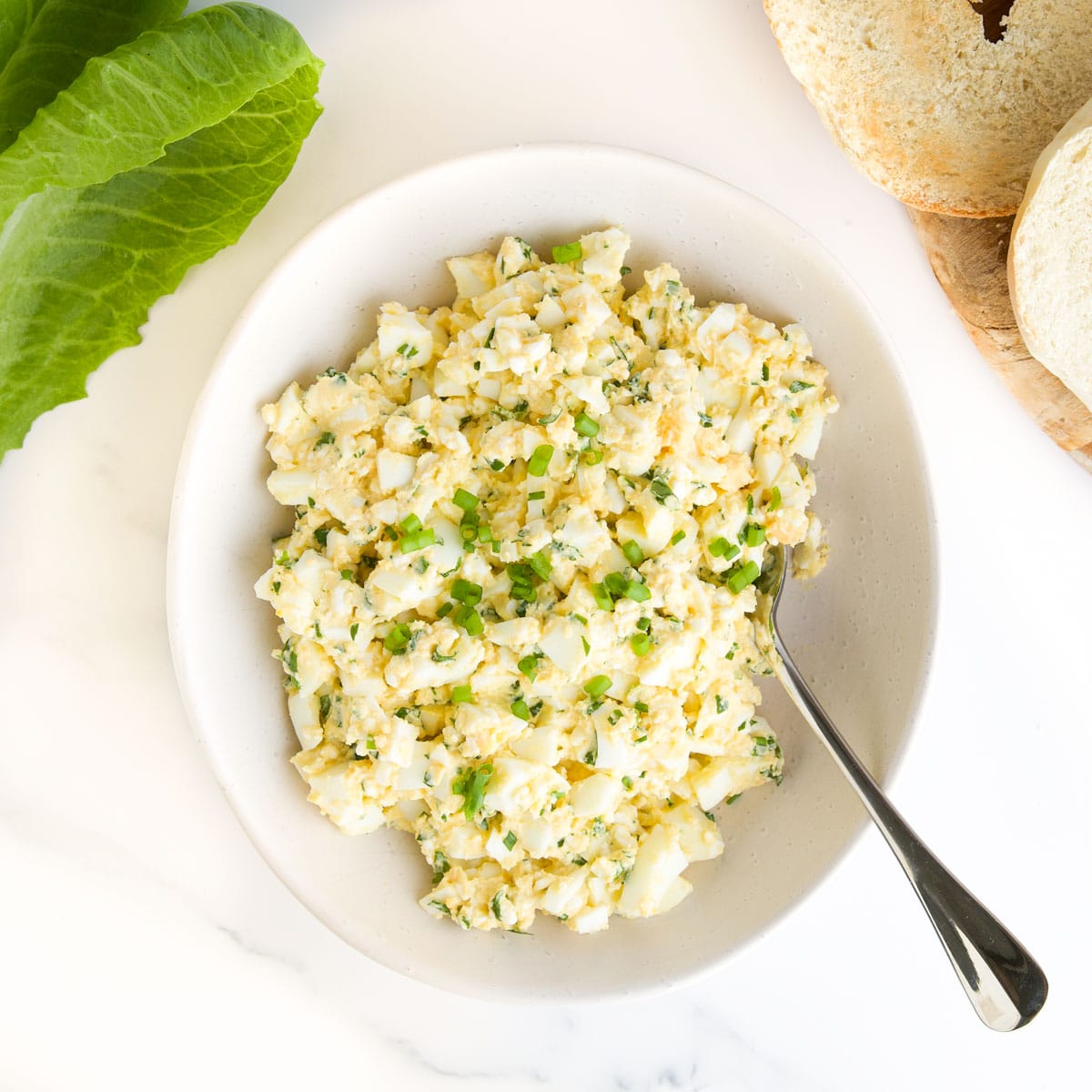 Egg and Cottage Cheese Salad in Bowl.