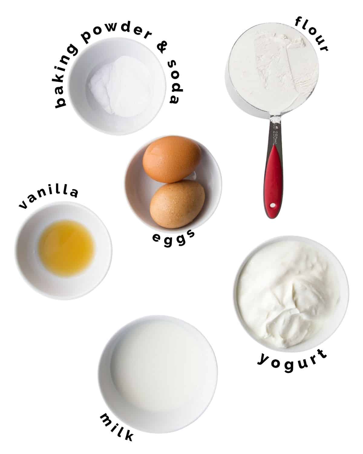 Ingredients Needed to Make Greek Yogurt Pancakes.