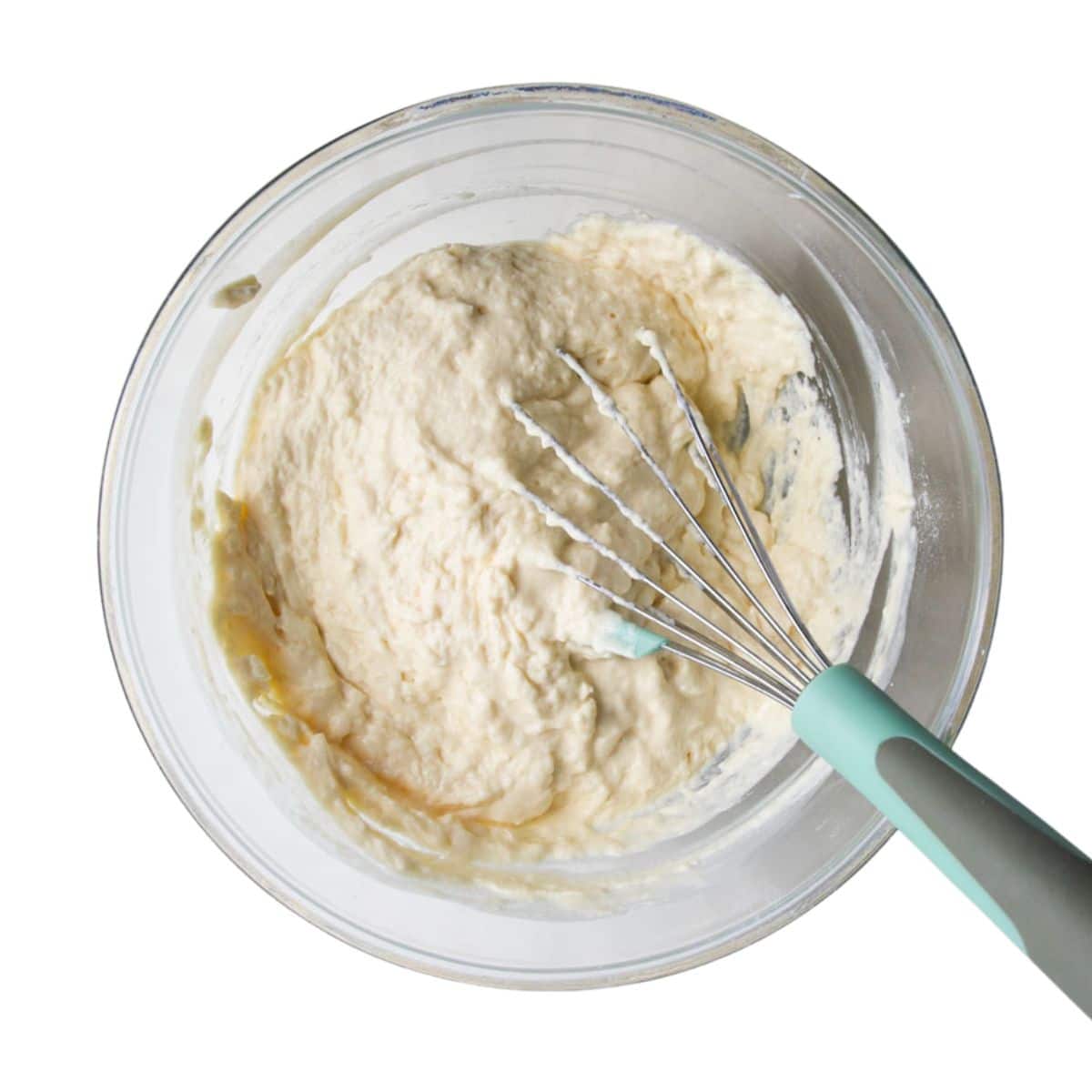 Greek Yogurt Pancake Batter in Bowl.