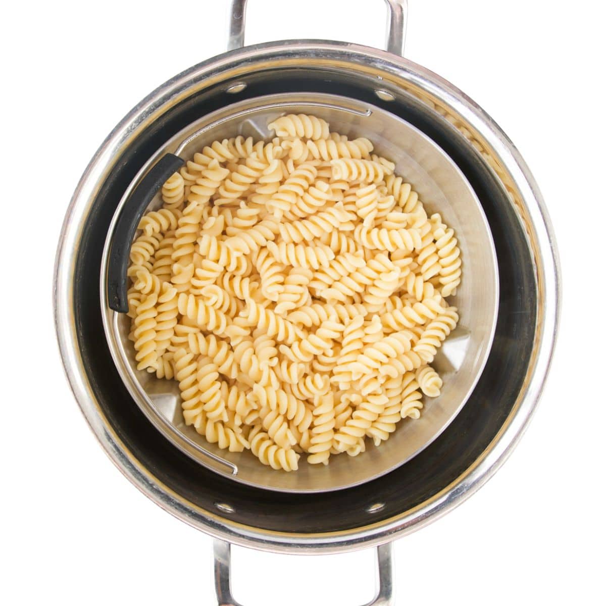 Cooked Pasta in Colander.