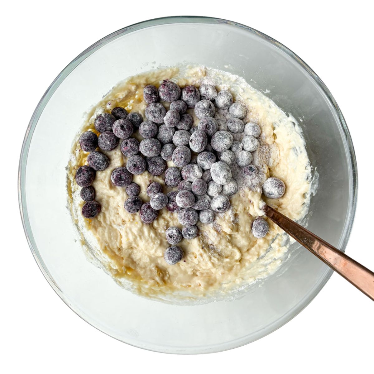 Blueberries in Muffin Batter.